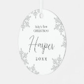 雪片ベビーの初めてのクリスマススクリプト名 メタルオーナメント (正面左)