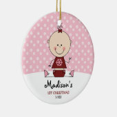 雪片ベビーガール1stクリスマスパーソナライズされた セラミックオーナメント (右)