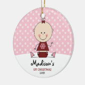 雪片ベビーガール1stクリスマスパーソナライズされた セラミックオーナメント (左)