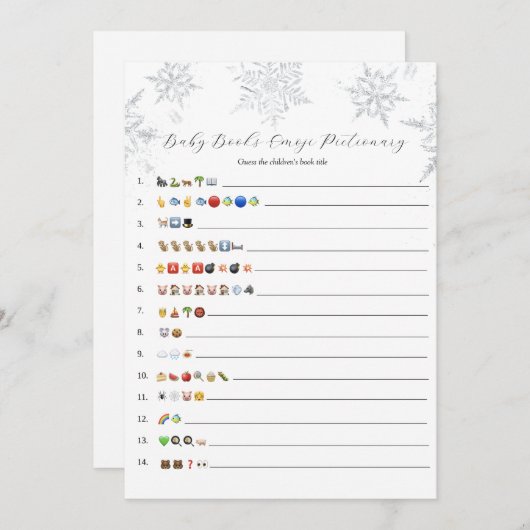 雪片ベビーブックス絵文字ゲームカード 招待状 (正面/裏面)