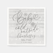 雪片ベビーベビーシャワー外は寒い スタンダードカクテルナプキン (正面)