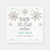 雪片ベビー外のベビーシャワーが冷たい スタンダードカクテルナプキン (正面)