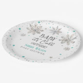 雪片ベビー外のベビーシャワーが冷たい ペーパープレート (アングル)