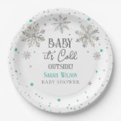 雪片ベビー外のベビーシャワーが冷たい ペーパープレート (正面)