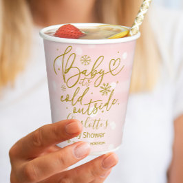 雪片ベビー外は寒い女の子ベビーシャワー 紙コップ