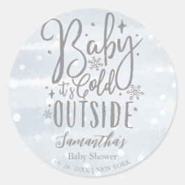 雪片ベビー外は寒い男の子の赤ちゃんシャワー ラウンドシール