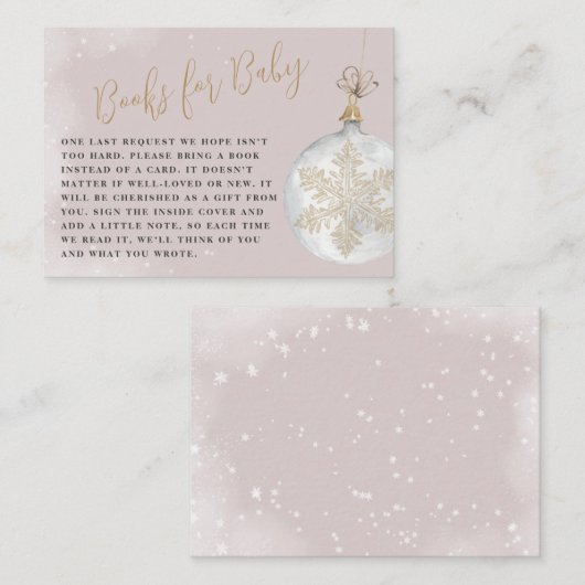 雪片ベビー用ブックスウィンターベビーシャワーエンクロ エンクロージャーカード (正面/裏面)