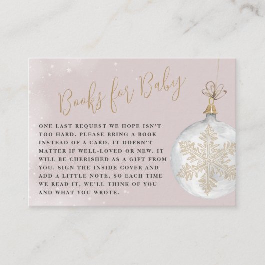 雪片ベビー用ブックスウィンターベビーシャワーエンクロ エンクロージャーカード (正面)