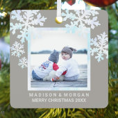 雪片ホワイトオパスタイリッシュール両面写真 メタルオーナメント