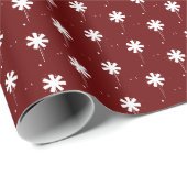雪片ホワイトブルゴーニュのマルーンのワインパターンかわいい ラッピングペーパー (ロールコーナー)