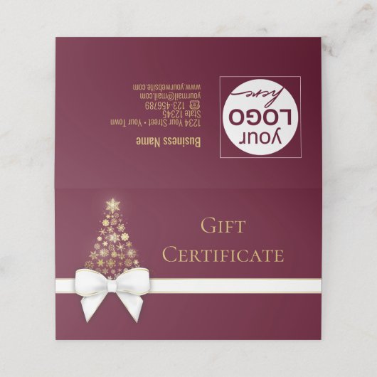 雪片ボーバイオレットレッドクリスマスツリーのギフトカード プレイスカード (外部開封)