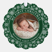 雪片マイ初めてのクリスマスフォトグリーン オーナメントカード (正面)