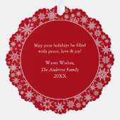 雪片マイ初めてのクリスマスフォトレッド オーナメントカード (裏面)