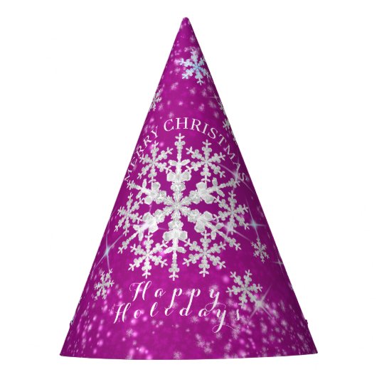 雪片マゼンタホワイト パーティーハット (正面)