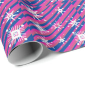 雪片ミックス幾何学的ブルーピンク ラッピングペーパー (ロールコーナー)