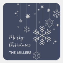 雪片ミニマル付きクリスマスデザイン スクエアシール