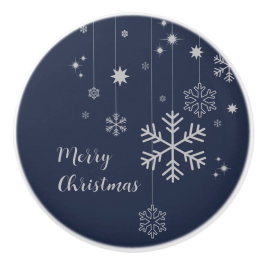 雪片ミニマル付きクリスマスデザイン セラミックノブ (正面)