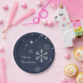 雪片ミニマル付きクリスマスデザイン ペーパープレート (パーティー)