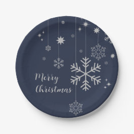 雪片ミニマル付きクリスマスデザイン ペーパープレート