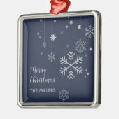 雪片ミニマル付きクリスマスデザイン メタルオーナメント (左)