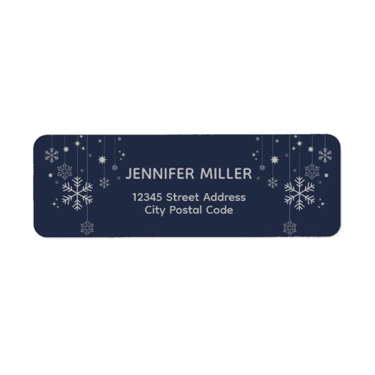 雪片ミニマル付きクリスマスデザイン ラベル (正面)