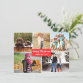 雪片メリークリスマスファミリーフォトコラージュ シーズンカード (スタンド正面)