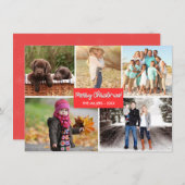 雪片メリークリスマスファミリーフォトコラージュ シーズンカード (正面/裏面)