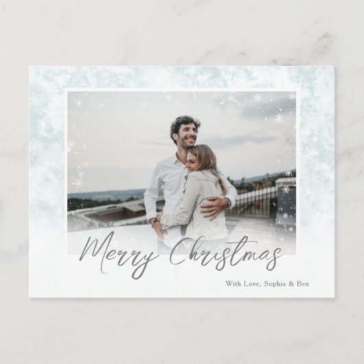 雪片メリークリスマスワンフォトポストカード シーズンポストカード (正面)