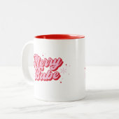 雪片メリー付き赤とピンク ツートーンマグカップ (正面左)