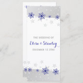 雪片モダンブルーグレー冬の結婚式 プログラム (正面/裏面)