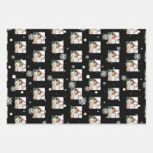 雪片モダン写真コラージュ模様クリスマス ラッピングペーパーシート (正面3)