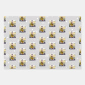 雪片モダン写真コラージュ模様クリスマス ラッピングペーパーシート (正面)