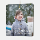 雪片モダン可愛いフォトクリスマエレガントス セラミックオーナメント (左)