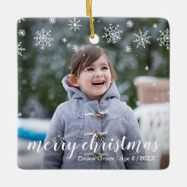 雪片モダン可愛いフォトクリスマエレガントス セラミックオーナメント