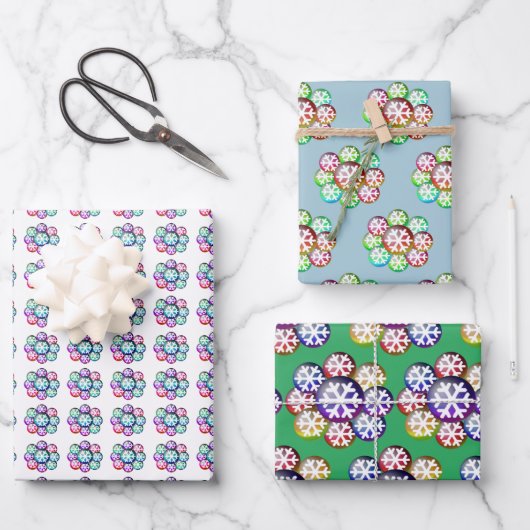 雪片モダン模様ラッピング紙シート ラッピングペーパーシート (正面)