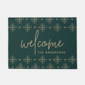 雪片モダン歓迎パーソナライズされた ドアマット (正面)