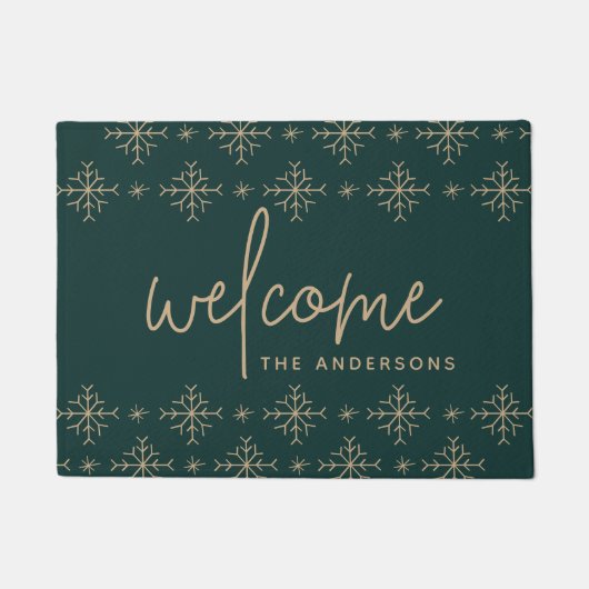 雪片モダン歓迎パーソナライズされた ドアマット (正面)
