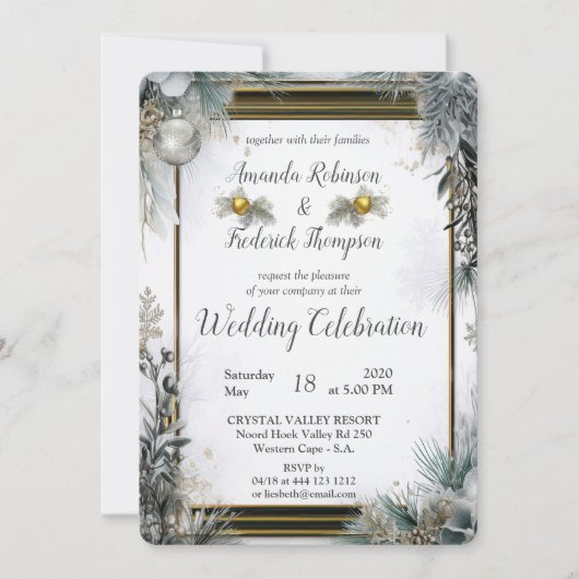 雪片ユニークフェスティバル冬デザイン 招待状 (正面)