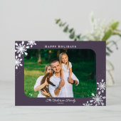 雪片ラウンドコーナーフォトクリスマスシルバー 箔シーズンカード (立ち正面)