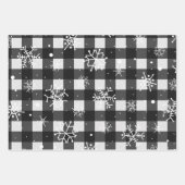 雪片ラップ付き白黒バッファロープレイド ラッピングペーパーシート (正面2)