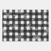 雪片ラップ付き白黒バッファロープレイド ラッピングペーパーシート (正面)
