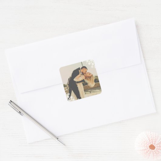 雪片ラブピースジョイキス結婚写真 スクエアシール (封筒)