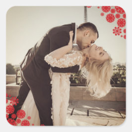 雪片ラブピースジョイキス結婚写真 スクエアシール