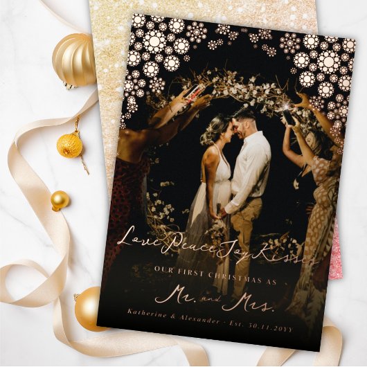 雪片ラブピースジョイキス結婚写真 箔シーズンカード