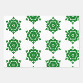 雪片レッドグリーンホワイト ラッピングペーパーシート (正面2)