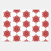 雪片レッドグリーンホワイト ラッピングペーパーシート (正面)