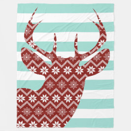 雪片レッドディアブルーストライプブランケット フリースブランケット