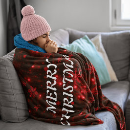 雪片レッドバックグラウンドフリースブランケット フリースブランケット