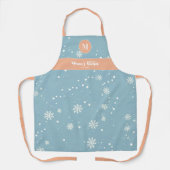 雪片ヴィンテージブルーピーチピンクモノグラムギフト エプロン (正面)