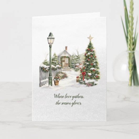 雪片伝統的詩のクリスマス シーズンカード (正面)